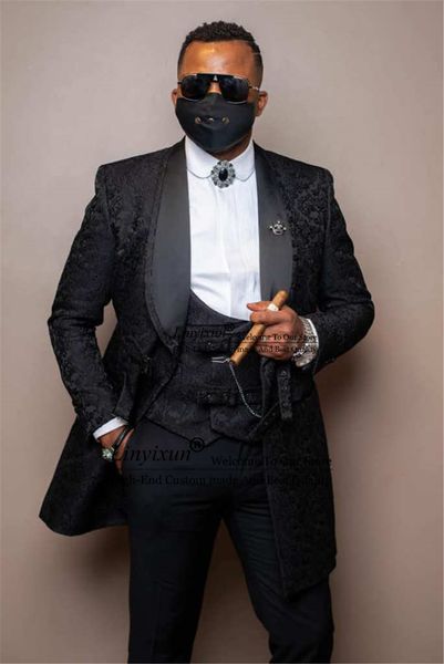 men's suits blazers fashion black jacquard groom long coat shawl lapel wedding suits for men 3 pieces sets groomsmen male blazers costu, White;black
men's suits blazers fashion black jacquard groom long coat shawl lapel wedding suits for men 3 pieces sets groomsmen male blazers costu, White;black