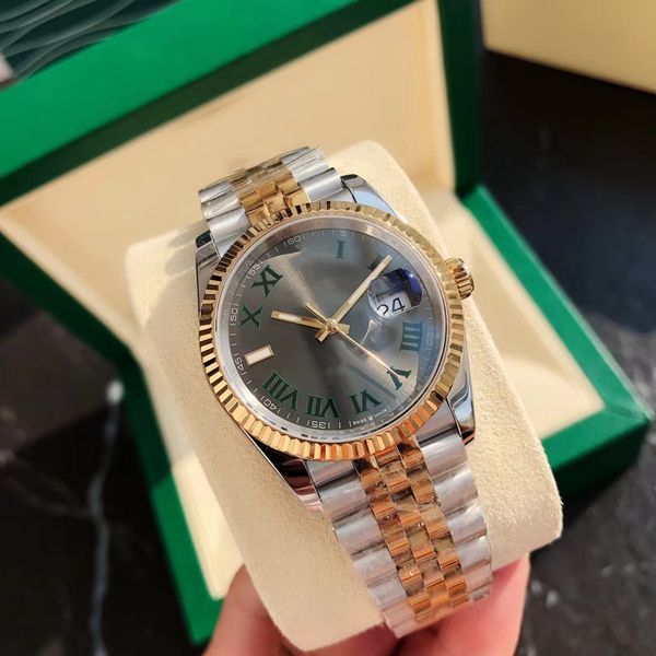with original box 41mm mans woman luxury watch datejust date president 18k gold diamond dial asia 2813 movement mechanical automatic man, Slivery;brown
with original box 41mm mans woman luxury watch datejust date president 18k gold diamond dial asia 2813 movement mechanical automatic man, Slivery;brown
