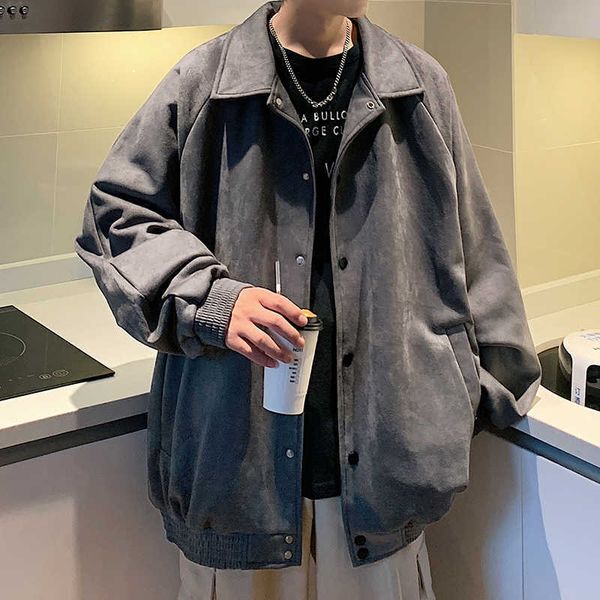 suede winter coat men's spring autumn fashion brand plush upper garment baseball suit pishuai new boys jacket nakqnakq, Black;brown
suede winter coat men's spring autumn fashion brand plush upper garment baseball suit pishuai new boys jacket nakqnakq, Black;brown