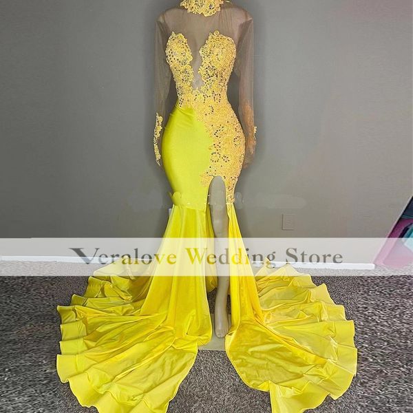 veralove long sleeves mermaid prom dresses yellow slit formal occasion party dress robes de bal, Black
veralove long sleeves mermaid prom dresses yellow slit formal occasion party dress robes de bal, Black