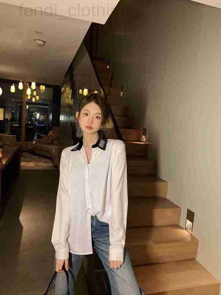 women's blouses & shirts designer 23 early spring new color contrast velvet collar beaded letter decoration long-sleeved shirt lazy boy, White
women's blouses & shirts designer 23 early spring new color contrast velvet collar beaded letter decoration long-sleeved shirt lazy boy, White
