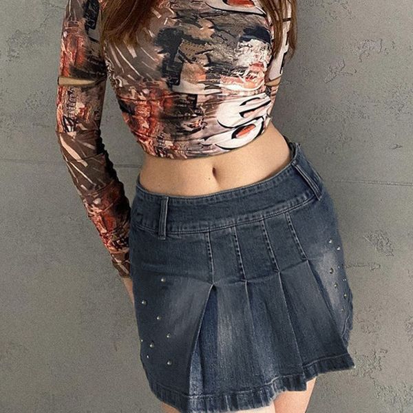 skirts rivets denim pleated mini skirt low rise waist jeans y2k microskirt vintage short aesthetic punk korean style 230225, Black
skirts rivets denim pleated mini skirt low rise waist jeans y2k microskirt vintage short aesthetic punk korean style 230225, Black