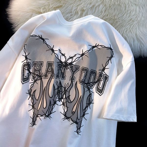 women's tshirt creative butterfly spike letter printing short sleeve round neck tshirt women ins summer loose casual clothes 230225, White
women's tshirt creative butterfly spike letter printing short sleeve round neck tshirt women ins summer loose casual clothes 230225, White