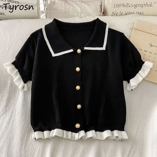 women's blouses shirts shirts women sweet design ruffles button peter pan collar blouses french style panelled short sleeve knitted cro, White
women's blouses shirts shirts women sweet design ruffles button peter pan collar blouses french style panelled short sleeve knitted cro, White