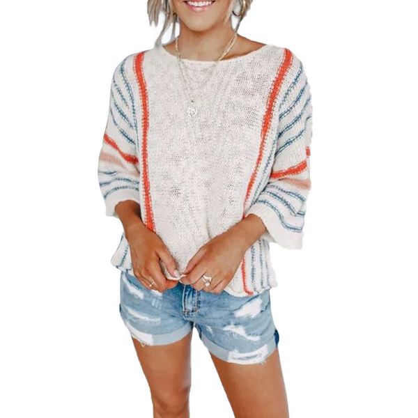crew neck pullover short thin women's sweaters lady colorful striped knits knitwear blouse with loose 3/4 long sleeves bright color sp, White;black
crew neck pullover short thin women's sweaters lady colorful striped knits knitwear blouse with loose 3/4 long sleeves bright color sp, White;black