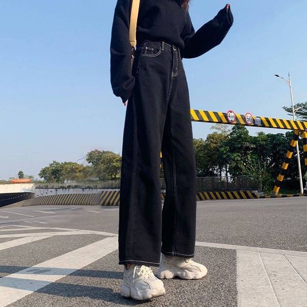 women's jeans jeans women all-match korean style mopping trousers denim vintage black solid high waist baggy summer loose wide leg trou, Blue
women's jeans jeans women all-match korean style mopping trousers denim vintage black solid high waist baggy summer loose wide leg trou, Blue