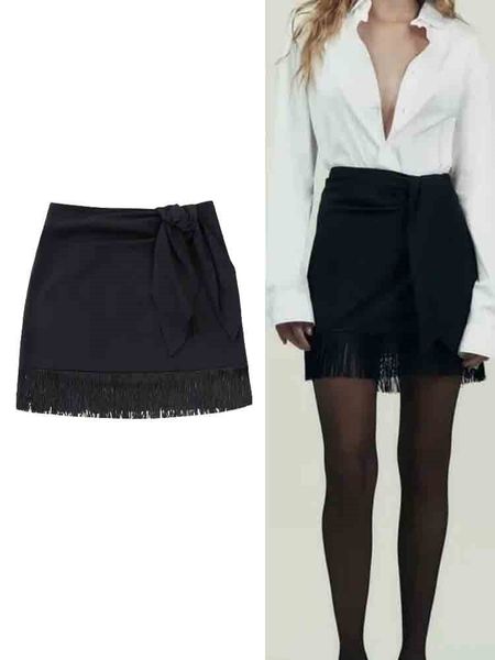 skirts rdmq 2023 women spring knot decoration tassel mini dress fashion vintage high waist aline slim causal elegant dresses 230225, Black
skirts rdmq 2023 women spring knot decoration tassel mini dress fashion vintage high waist aline slim causal elegant dresses 230225, Black