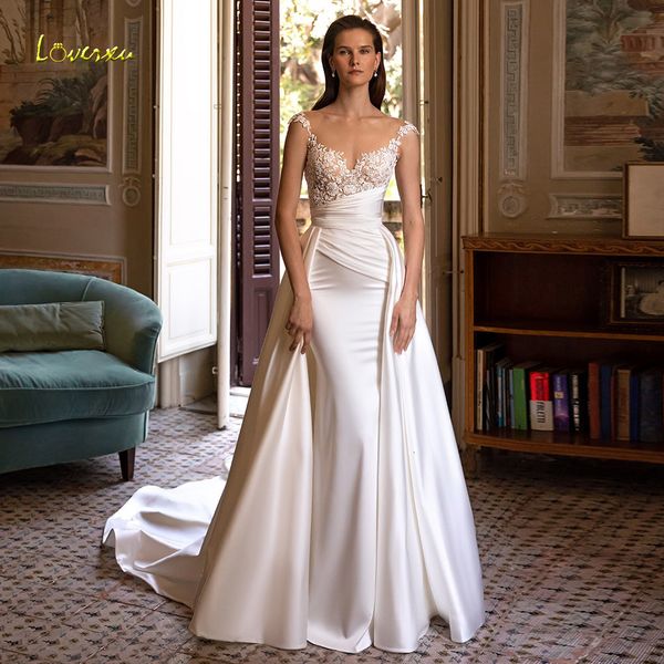 party dresses loverxu mermaid wedding 2023 o-neck cap sleeve detachable train vestido novia beaded appliques satin robe mariee 230224, White;black
party dresses loverxu mermaid wedding 2023 o-neck cap sleeve detachable train vestido novia beaded appliques satin robe mariee 230224, White;black