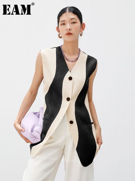 women s vests eam women loose fit black color block irregular casual vest v collar sleeveless fashion spring autumn 2023 1df0108 230225, Black;white
women s vests eam women loose fit black color block irregular casual vest v collar sleeveless fashion spring autumn 2023 1df0108 230225, Black;white
