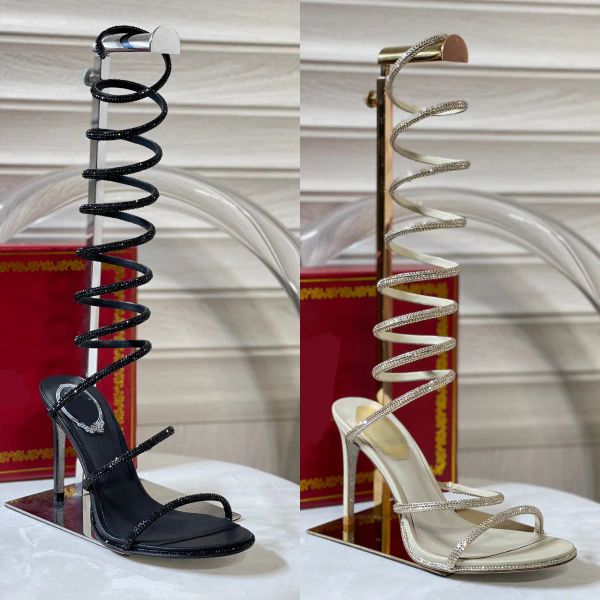 designer rhinestone snake strass stiletto sandals rene caovilla cleo 95mm luxury evening shoes women high heels ankle wraparound fashion par, Black
designer rhinestone snake strass stiletto sandals rene caovilla cleo 95mm luxury evening shoes women high heels ankle wraparound fashion par, Black