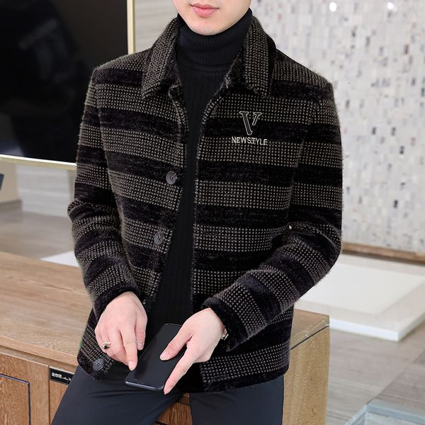 men' blends stripe woolen jackets men thicken warm casual business short trench coat slim fit social streetwear overcoat m-4xl 230225, Black
men' blends stripe woolen jackets men thicken warm casual business short trench coat slim fit social streetwear overcoat m-4xl 230225, Black