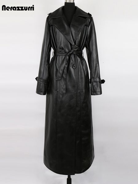 womens jackets nerazzurri spring autumn long waterproof black soft pu leather trench coat for women belt floor length luxury overcoat 230224, Black;brown
womens jackets nerazzurri spring autumn long waterproof black soft pu leather trench coat for women belt floor length luxury overcoat 230224, Black;brown