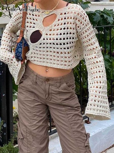 cuteandpsycho y2k hollow out cropped knit smock vintage loose distressed crochet pullovers casual fairycore chic crop cloth 0225, White
cuteandpsycho y2k hollow out cropped knit smock vintage loose distressed crochet pullovers casual fairycore chic crop cloth 0225, White