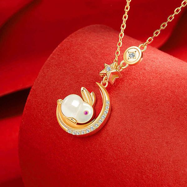 live broadcast new jade rabbit necklace feminine elegant small crowd design moon rabbit collar chain, Silver
live broadcast new jade rabbit necklace feminine elegant small crowd design moon rabbit collar chain, Silver