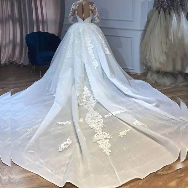vintage beaded champagne backless mermaid wedding dress illusion bodice long sleeve removable train wedding dresses jewel sheer bridal gowns, White
vintage beaded champagne backless mermaid wedding dress illusion bodice long sleeve removable train wedding dresses jewel sheer bridal gowns, White