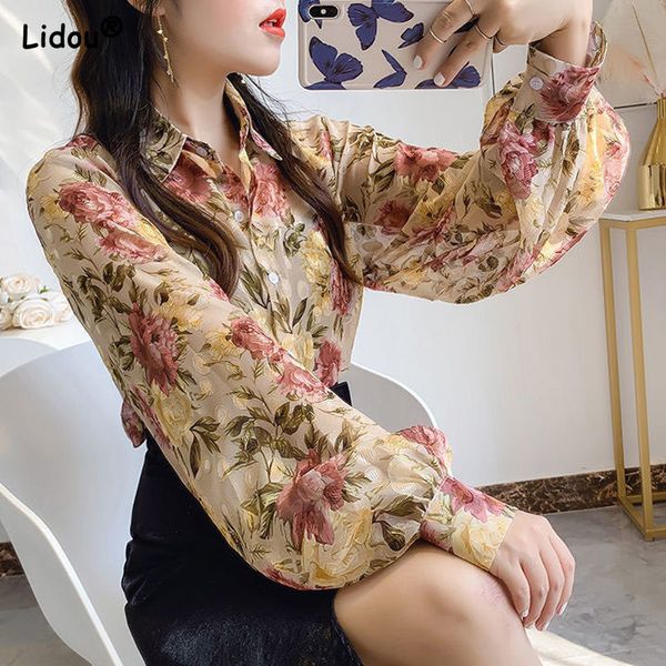 women's blouses shirts graceful flower print lantern sleeve casual open stitch shirts summer women's clothing button chiffon turn-, White
women's blouses shirts graceful flower print lantern sleeve casual open stitch shirts summer women's clothing button chiffon turn-, White