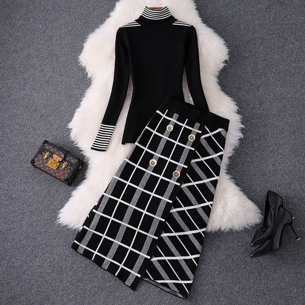 two piece dress elegant women autumn winter clothing set turtleneck sweaters and cut plaid knitted skirts suit office ladies sets ns294 230, White
two piece dress elegant women autumn winter clothing set turtleneck sweaters and cut plaid knitted skirts suit office ladies sets ns294 230, White
