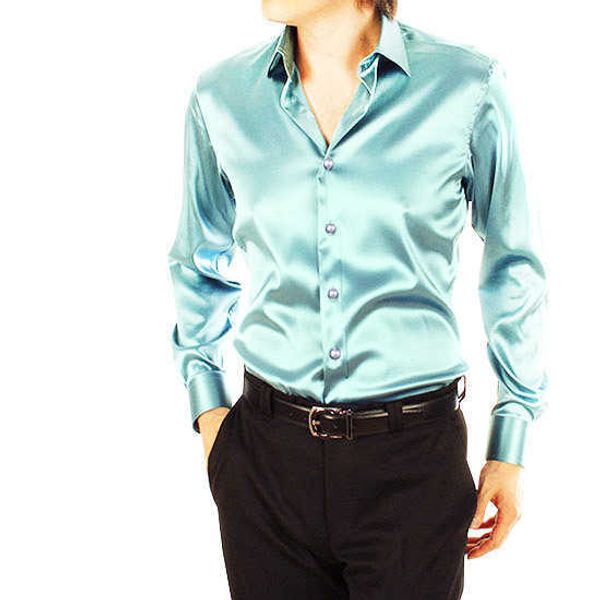 solid color imitation silk satin glossy men's shirt elastic long-sleeved taobao slim loose4c2z, White;black
solid color imitation silk satin glossy men's shirt elastic long-sleeved taobao slim loose4c2z, White;black