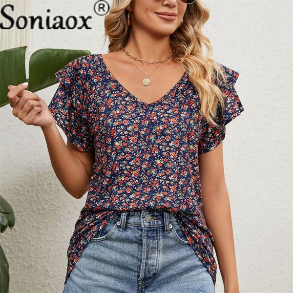 women's t-shirt 2023 summer double ruffle sleeve female elegant flower print cotton tees casual loose v neck streetwear 230224, White
women's t-shirt 2023 summer double ruffle sleeve female elegant flower print cotton tees casual loose v neck streetwear 230224, White