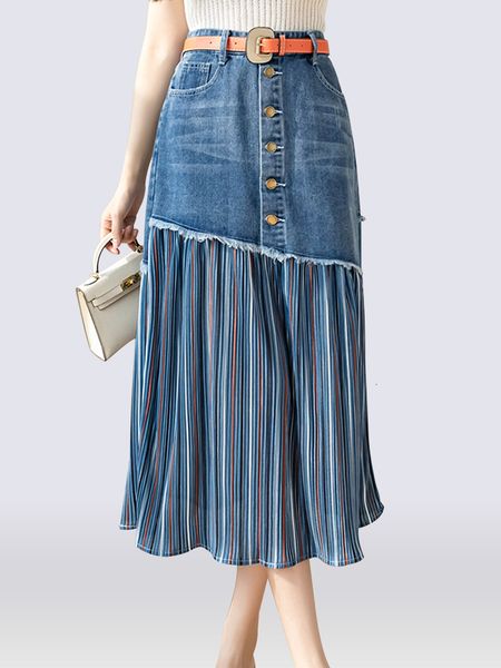 skirts s5xl patchwork pleated jean high waist ripped vintage elegant korean fashion denim big size ks10294 230225, Black
skirts s5xl patchwork pleated jean high waist ripped vintage elegant korean fashion denim big size ks10294 230225, Black
