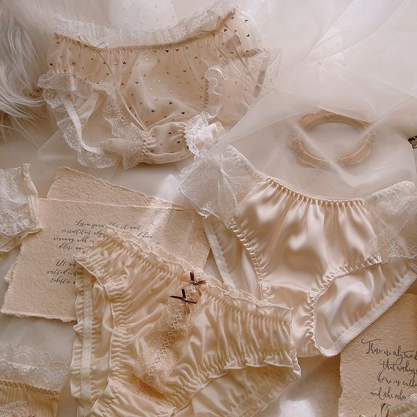 women's panties gentle cream sweet girl underwear japanese style lace briefs milk silk summer 3 pieces 230224, Black;pink
women's panties gentle cream sweet girl underwear japanese style lace briefs milk silk summer 3 pieces 230224, Black;pink