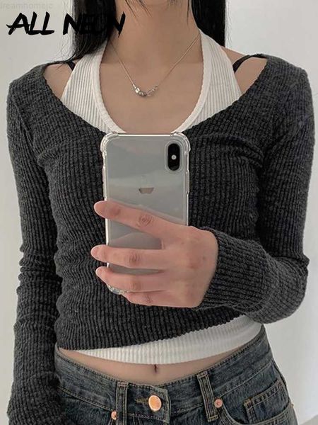 allneon acubi style y2k ribbed mock neck long sleeve slim women korean fashion cute patchwork black t-shirts autumn new in 0225, White
allneon acubi style y2k ribbed mock neck long sleeve slim women korean fashion cute patchwork black t-shirts autumn new in 0225, White