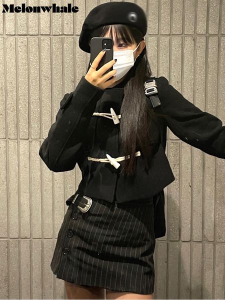women s jackets melonwhale black short mini jacket horn button vintage preppy style round neck long sleeve coat woman korean fashion m314 23, Black;brown
women s jackets melonwhale black short mini jacket horn button vintage preppy style round neck long sleeve coat woman korean fashion m314 23, Black;brown