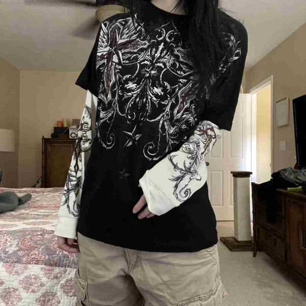 y2k emo women streetwear vintage graphic tshirt patchwork gothic long sleeve t shirts dark academia aesthetic alt clothes 0225, White
y2k emo women streetwear vintage graphic tshirt patchwork gothic long sleeve t shirts dark academia aesthetic alt clothes 0225, White