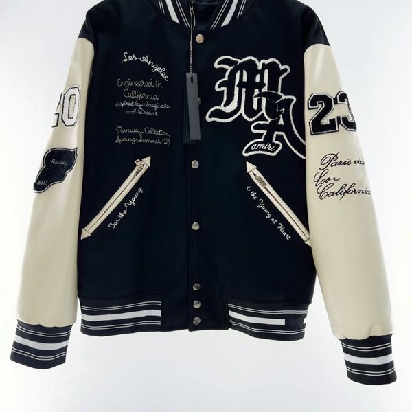 cotton designer jackets bomber mens windbreaker varsity mens baseball hip hop harajuku letter patchwork leather tianma embroidery streetwear, Black;brown 
cotton designer jackets bomber mens windbreaker varsity mens baseball hip hop harajuku letter patchwork leather tianma embroidery streetwear, Black;brown