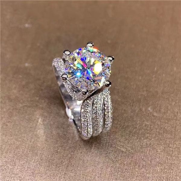 designer women's ring inlaid luxury six claws five luxury women's wedding ring senior full diamond fashion women's pair ring, Silver
designer women's ring inlaid luxury six claws five luxury women's wedding ring senior full diamond fashion women's pair ring, Silver