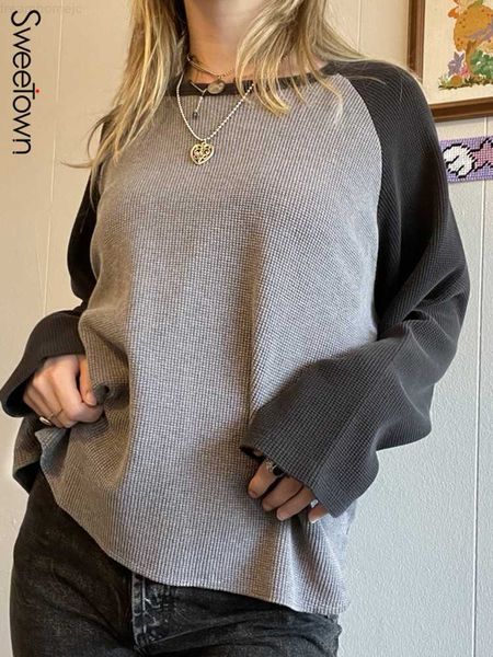 sweetown ribbed casual woman tshirt contrast patchwork stitch long sleeve loose tees preppy style vintage basic y2k clothes 0225, White
sweetown ribbed casual woman tshirt contrast patchwork stitch long sleeve loose tees preppy style vintage basic y2k clothes 0225, White