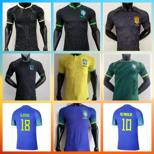 22 23 brasil neres home soccer jerseys player version 2022 2023 raphinha casemiro camiseta de futebol brazils g.jesus vini jr. national team, Black;yellow 
22 23 brasil neres home soccer jerseys player version 2022 2023 raphinha casemiro camiseta de futebol brazils g.jesus vini jr. national team, Black;yellow