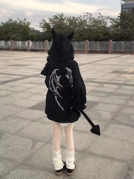 women's hoodies sweatshirts qweek gothic harajuku zip up hoodies women mall goth japanese streetwear kawaii hooded sweatshirt autumn p, Black
women's hoodies sweatshirts qweek gothic harajuku zip up hoodies women mall goth japanese streetwear kawaii hooded sweatshirt autumn p, Black
