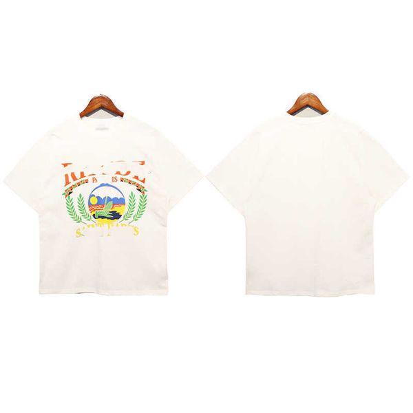 spring rhude23 and summer sunset beach leaf letter printing loose leisure men's women's same short sleeve t-shirt, White;black
spring rhude23 and summer sunset beach leaf letter printing loose leisure men's women's same short sleeve t-shirt, White;black