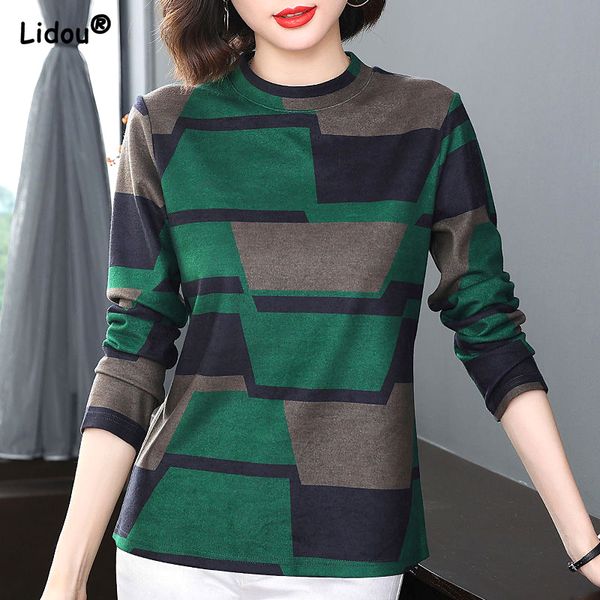 women's t-shirt t-shirts round neck geometric graphic printing autumn winter thin office lady casual bottoming comfortable women's, White
women's t-shirt t-shirts round neck geometric graphic printing autumn winter thin office lady casual bottoming comfortable women's, White