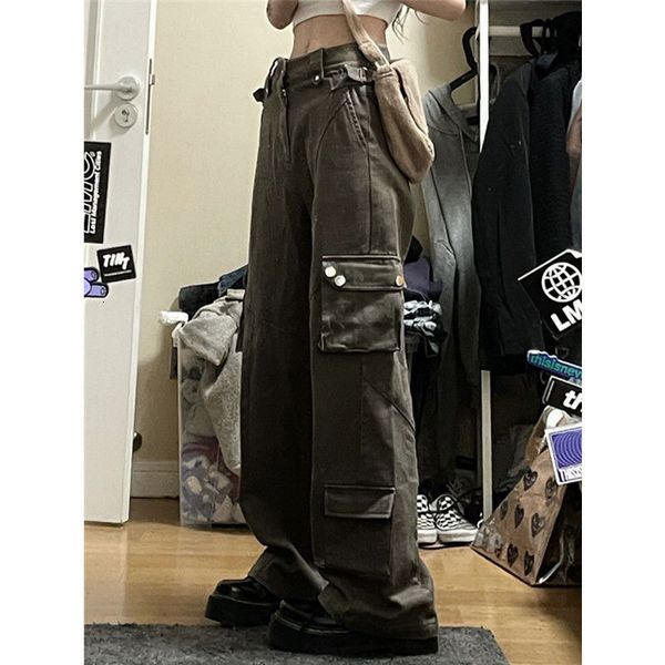women's jeans high street vintage pocket cargo pants woman oversized street girl high waisted jeans loose casual street style solid jea, Blue
women's jeans high street vintage pocket cargo pants woman oversized street girl high waisted jeans loose casual street style solid jea, Blue
