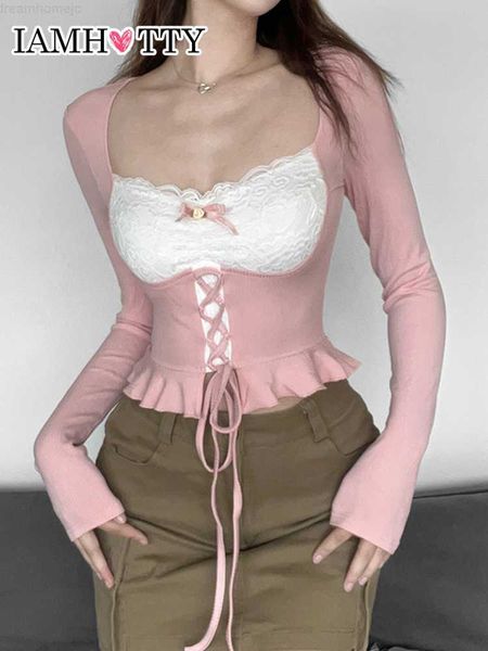 iamy coquette pink patchwork knitted kawaii lace up bandage ruffle t-shirt japanese fashion lolita casual basic tees y2k 0225, White
iamy coquette pink patchwork knitted kawaii lace up bandage ruffle t-shirt japanese fashion lolita casual basic tees y2k 0225, White