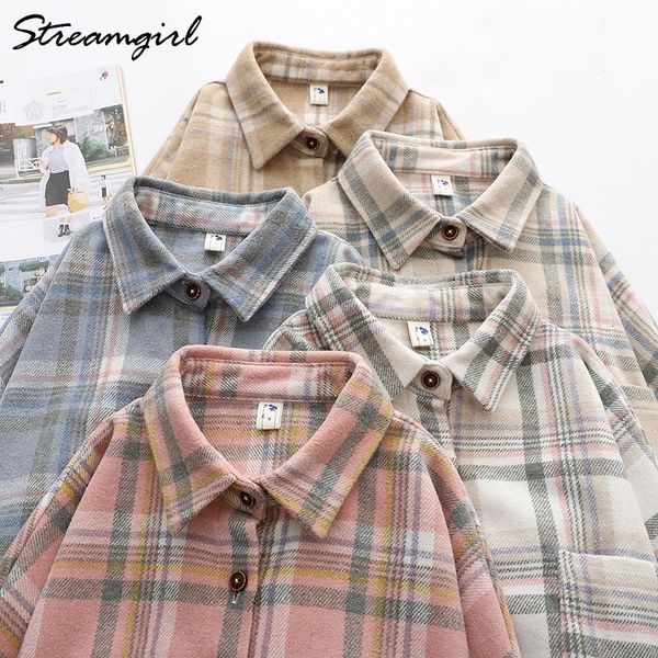 women's blouses shirts women's plaid woolen shirt oversize autumn thick warm plaid blouses and shirts winter oversized women woole, White
women's blouses shirts women's plaid woolen shirt oversize autumn thick warm plaid blouses and shirts winter oversized women woole, White