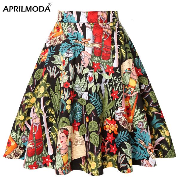 

skirts women's runway cotton retro vintage skirt black faldas high waist a line rockabilly jupe 50s swing umbrella skirts pin up skater