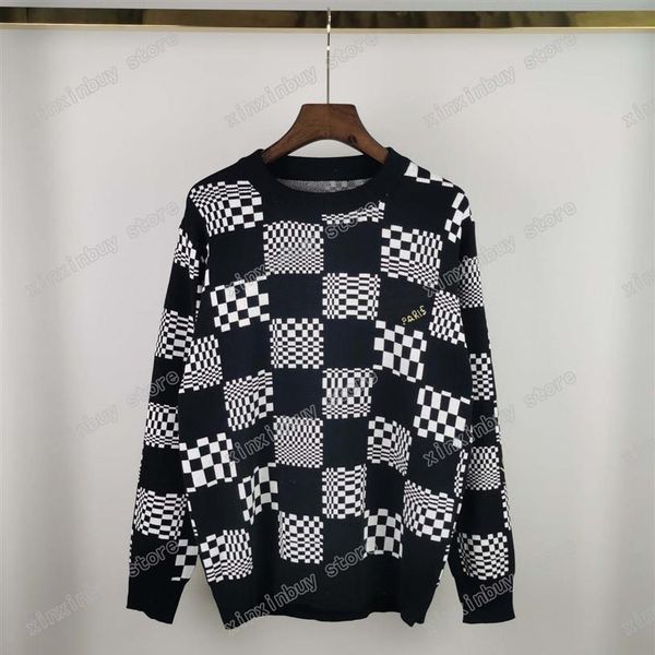 21ss mens women designer jacquard sweaters checkerboard lattice print casual fashion men wild blue white black gr239s
21ss mens women designer jacquard sweaters checkerboard lattice print casual fashion men wild blue white black gr239s