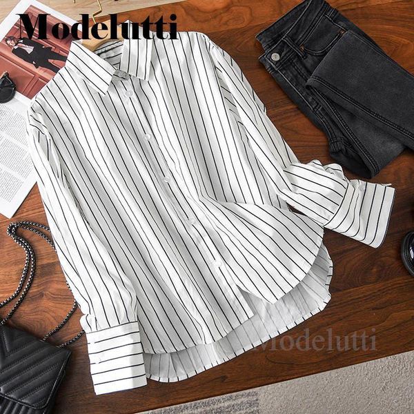 women's blouses shirts modelutti spring summer fashion long sleeve lapel striped shirt woman loose blouses wild simple casual female 2, White
women's blouses shirts modelutti spring summer fashion long sleeve lapel striped shirt woman loose blouses wild simple casual female 2, White