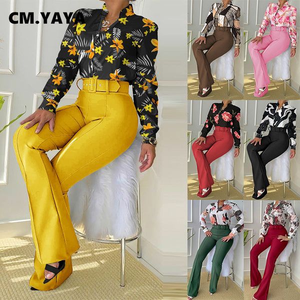 women's two piece pants cm.yaya elegant ins women set floral long sleeve shirts and straight pants suit acitve tracksuit two piece set, White
women's two piece pants cm.yaya elegant ins women set floral long sleeve shirts and straight pants suit acitve tracksuit two piece set, White