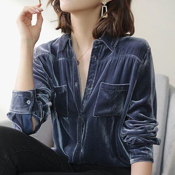 women's blouses shirts fashion lapel button spliced pockets korean shirt women clothing autumn all-match casual loose korean blouse 23, White
women's blouses shirts fashion lapel button spliced pockets korean shirt women clothing autumn all-match casual loose korean blouse 23, White