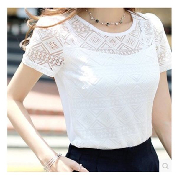 women's blouses shirts summer blouse women white lace short sleeve plus size korean crochet round neck hollow out shirt camisas femini
women's blouses shirts summer blouse women white lace short sleeve plus size korean crochet round neck hollow out shirt camisas femini