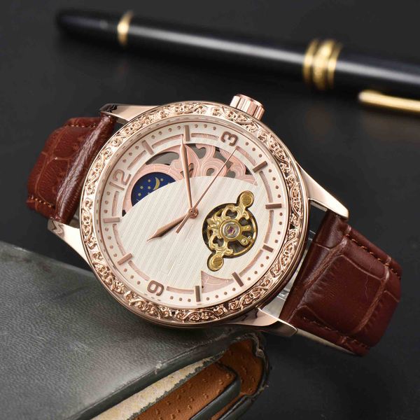 2023 men's luxury mechanical watch business leisure three-pin carved hollow large flywheel multi-function waterproof belt watches, Slivery;brown
2023 men's luxury mechanical watch business leisure three-pin carved hollow large flywheel multi-function waterproof belt watches, Slivery;brown