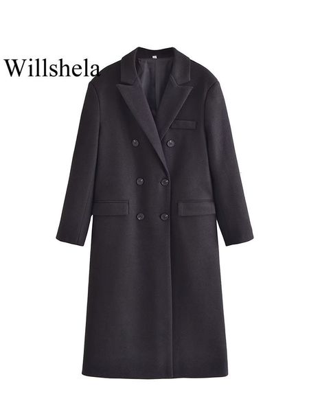 women s jackets willshela women fashion black wool blended overcoat vintage lapel neck double breasted long sleeves female chic lady coat 23, Black;brown
women s jackets willshela women fashion black wool blended overcoat vintage lapel neck double breasted long sleeves female chic lady coat 23, Black;brown