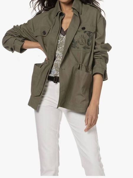 women s jackets 2023 women casual style embroidery pattern army green long sleeved 230225, Black;brown
women s jackets 2023 women casual style embroidery pattern army green long sleeved 230225, Black;brown