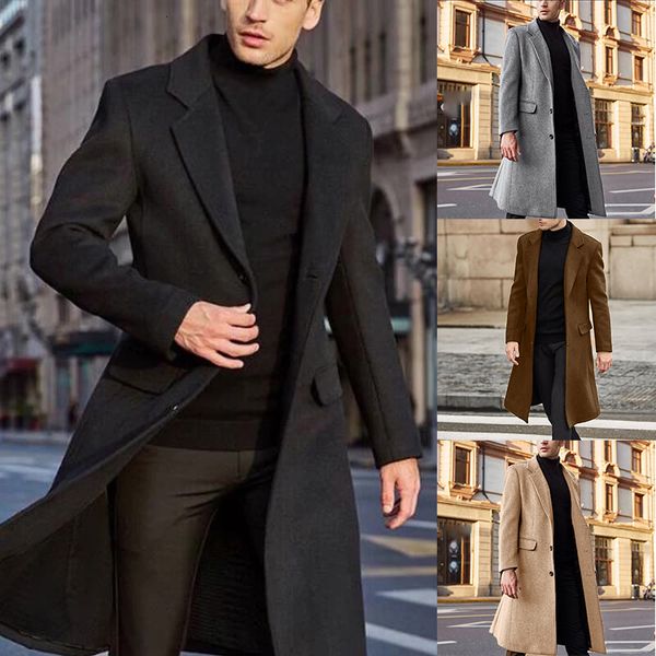 men' blends winter warm formal coat for men long jacket overcoat fashion trench cardigan solid color label collar outwear male 230225, Black
men' blends winter warm formal coat for men long jacket overcoat fashion trench cardigan solid color label collar outwear male 230225, Black