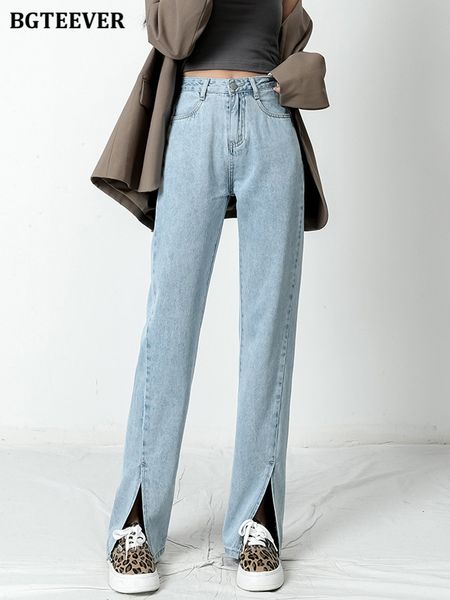 women's jeans bgteever chic loose pockets women long jeans pants high waist single button casual split female flare denim trousers 2302, Blue 
women's jeans bgteever chic loose pockets women long jeans pants high waist single button casual split female flare denim trousers 2302, Blue