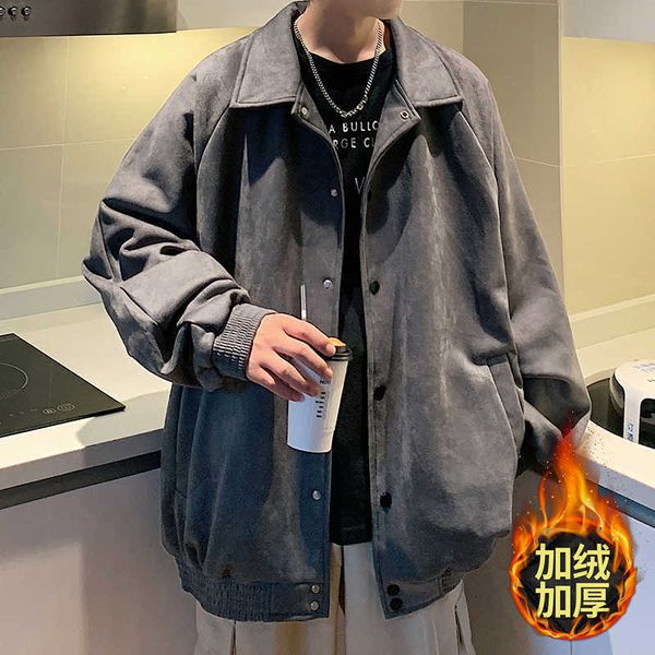 suede winter coat men's spring autumn fashion brand plush upper garment baseball suit pishuai new boys jacket fvdcfvdc, Black;brown
suede winter coat men's spring autumn fashion brand plush upper garment baseball suit pishuai new boys jacket fvdcfvdc, Black;brown